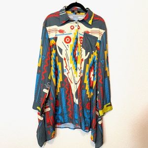 Lucky and Blessed Southwestern Button Down Top